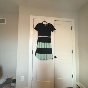Lularoe Black and Mint Striped Dress